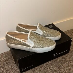 INC International Concepts Women's Glitter Gold Sneakers